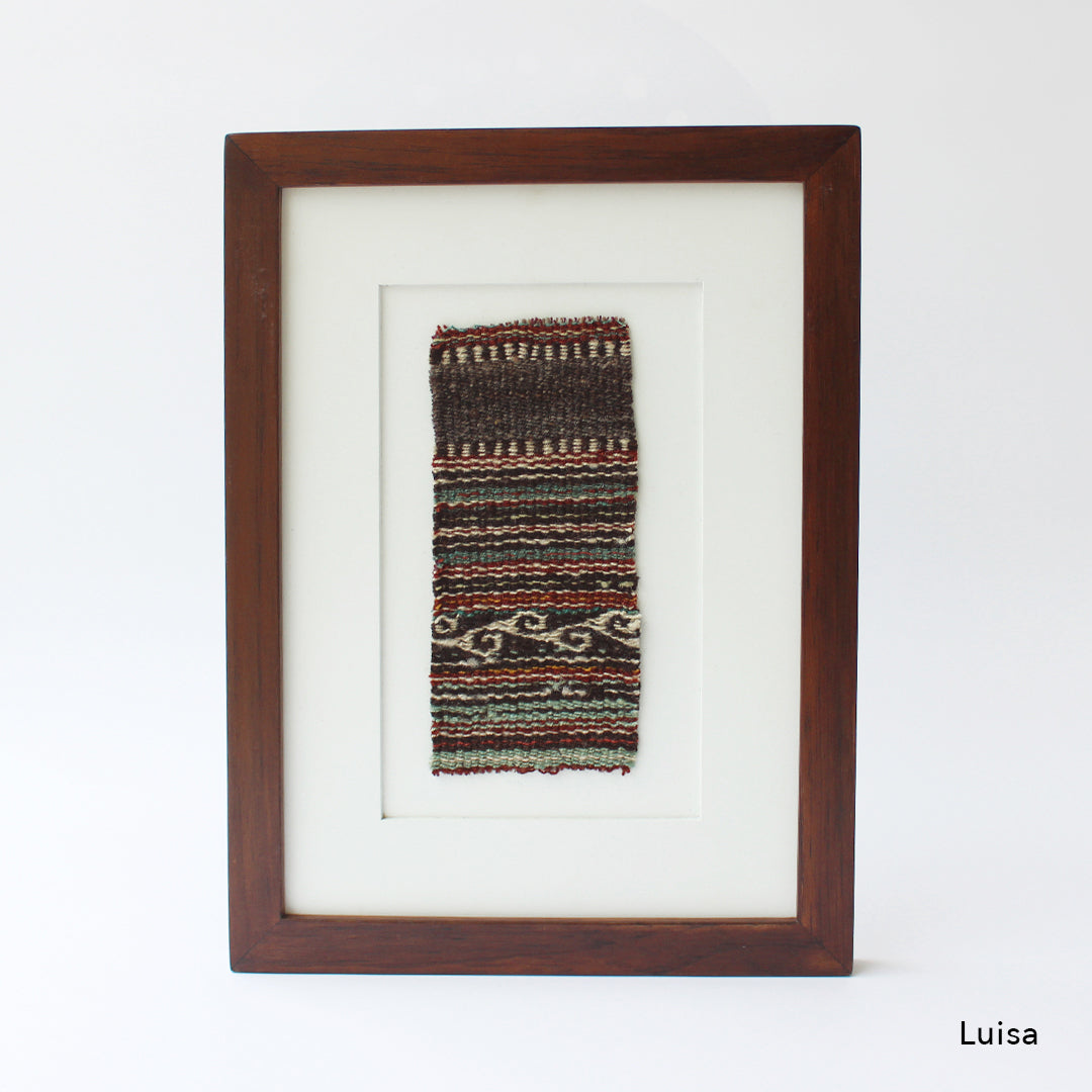 Bild mit Holzrahmen, traditionelles handgemachtes gestreiftes Stoffstück aus Peru, A4